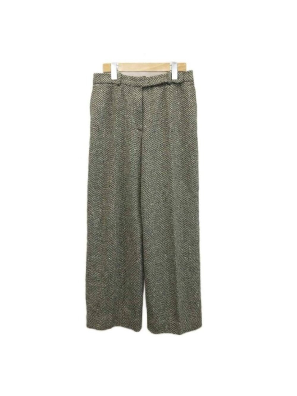 Celine Vintage Wide Pants Cashmere 100% Black White Herringbone Straight 38